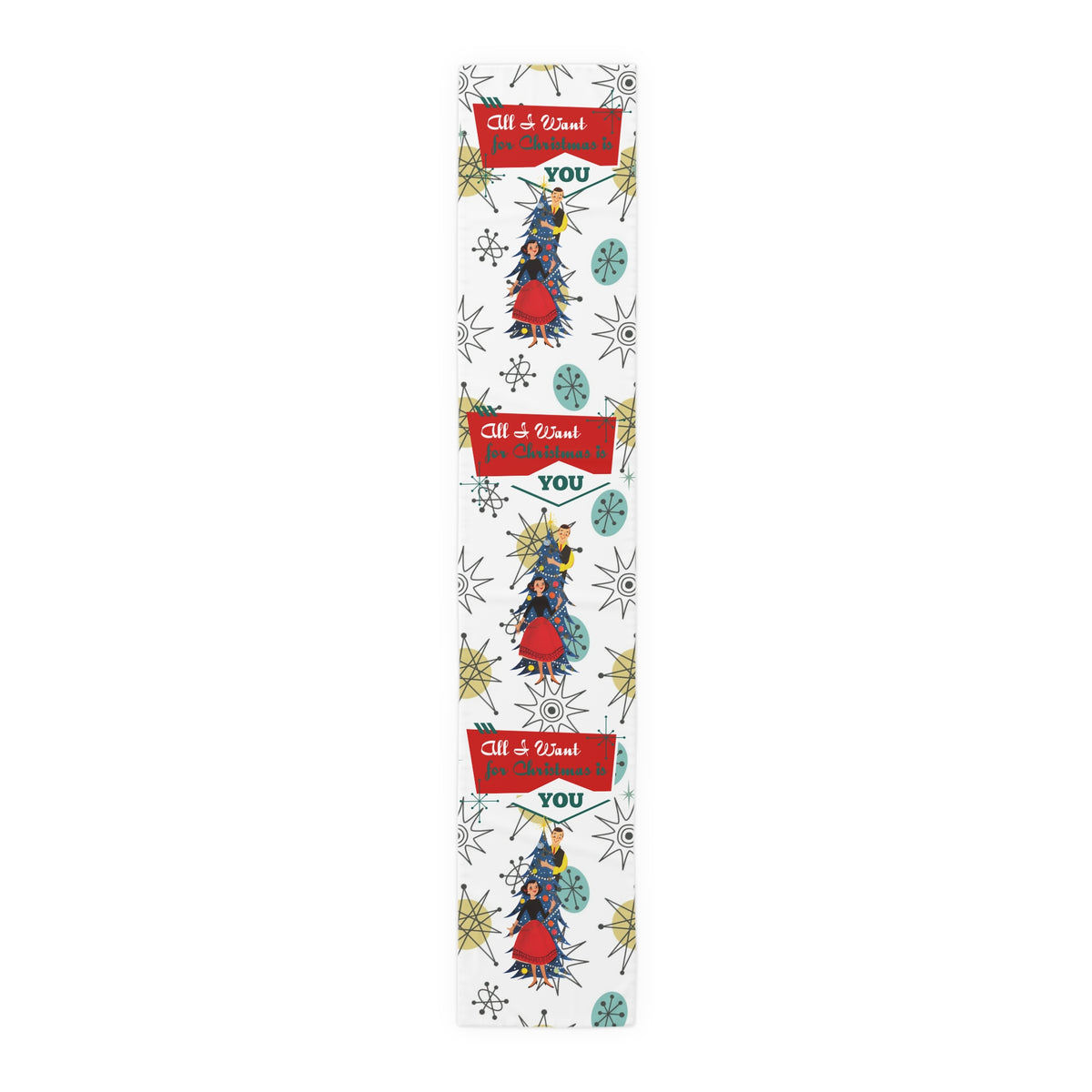 All I want For Christmas Is You, Kitschy MCM Christmas Festive Table Runner - Mid Century Modern Gal