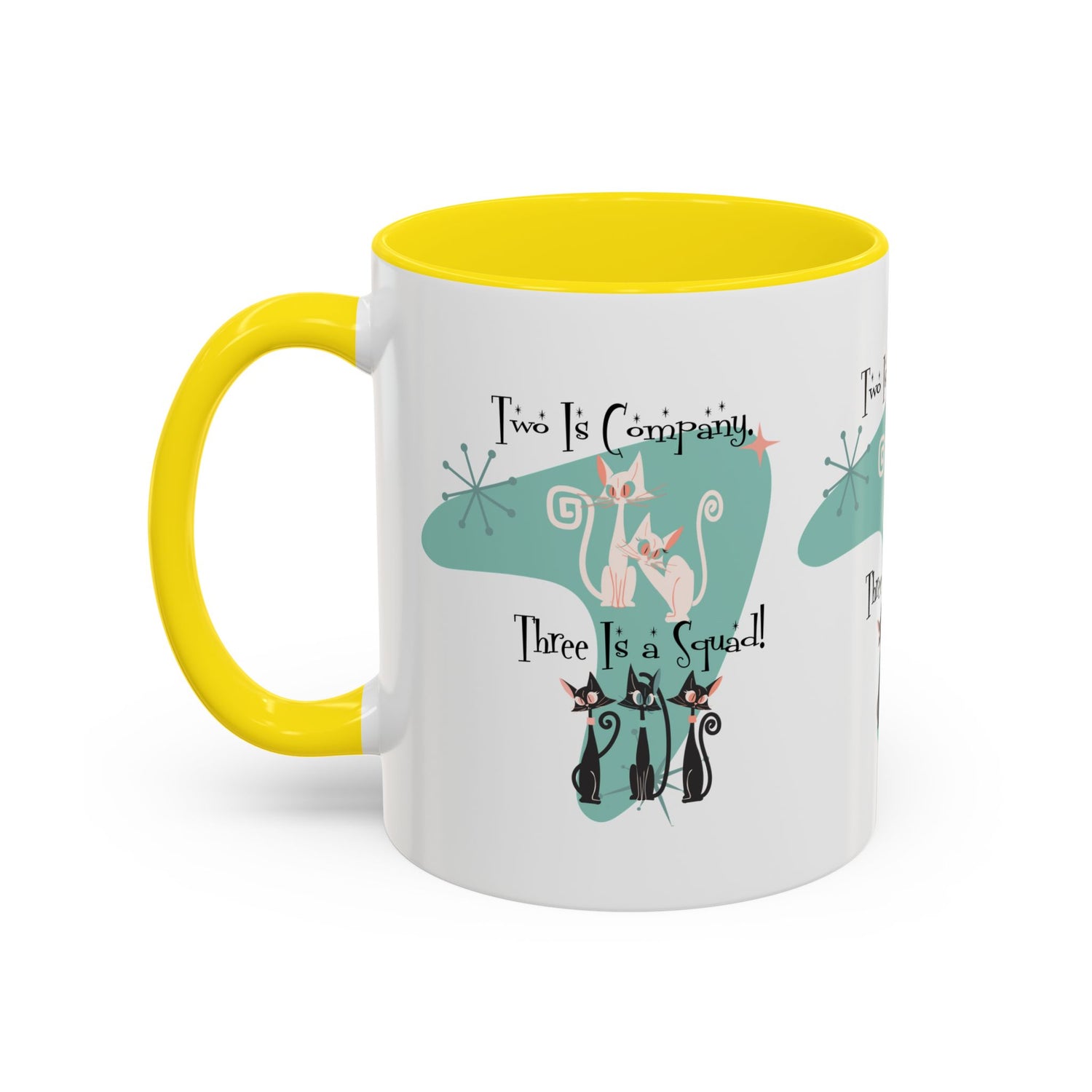 Atomic Cat Mug, Kitschy Cute Co-Worker, Best Mid Mod Charming Cat Coffee Mug - Mid Century Modern Gal