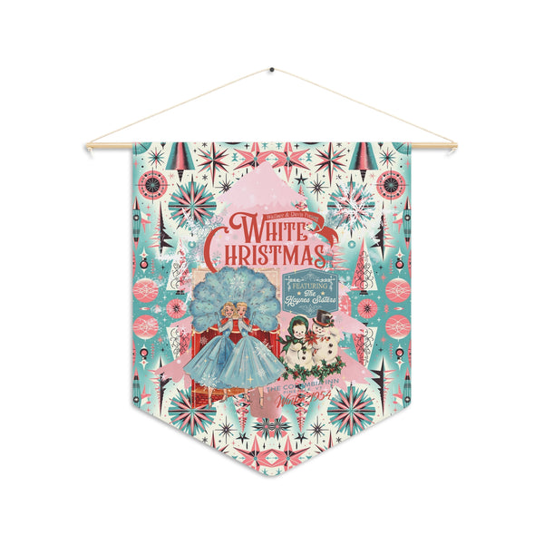 Wallace And Davis Vintage White Christmas Pennant - Festive Wall Decor for Holiday Cheer