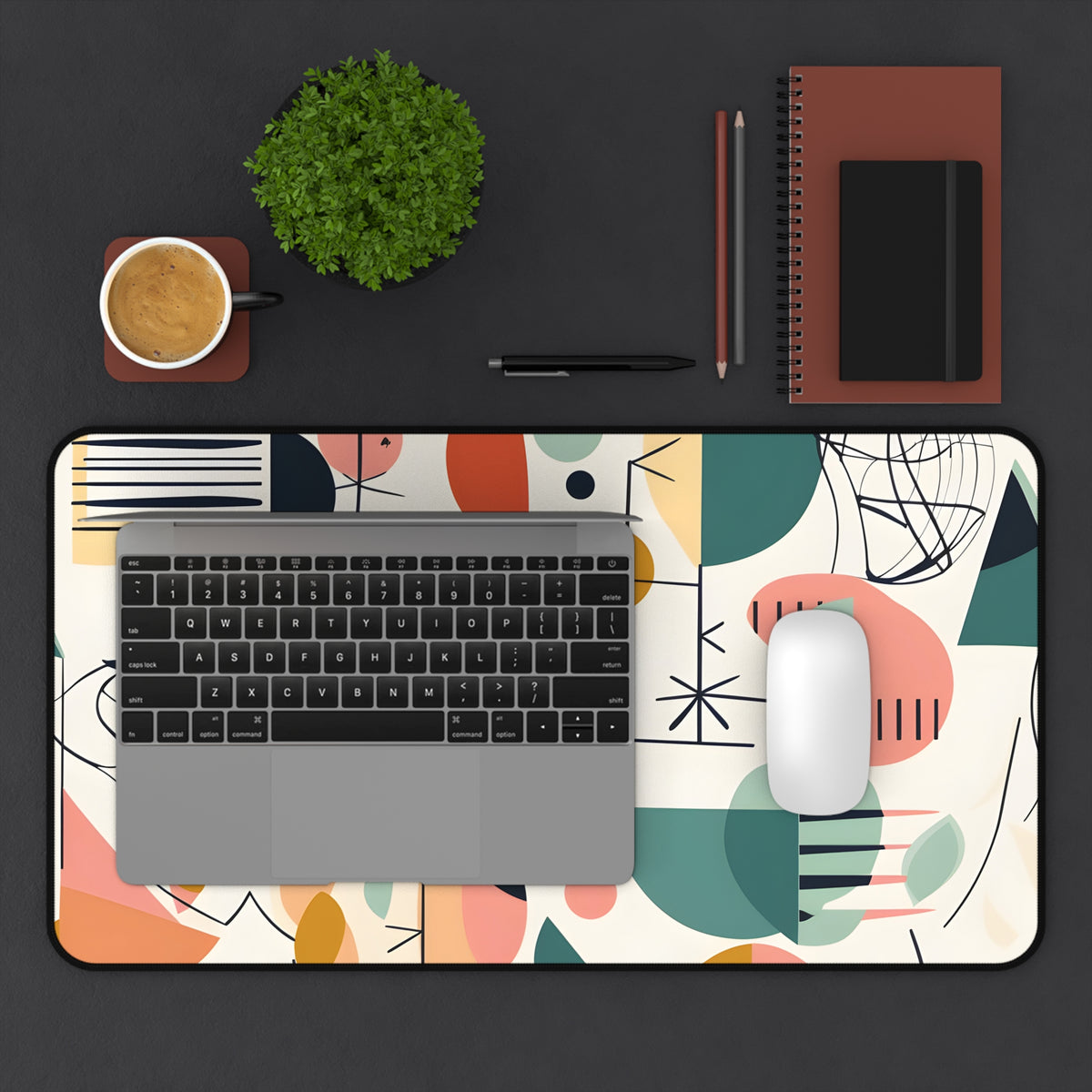 Mid Century Modern Abstract Floral, Minimalist Mod Desk Mat - Mid Century Modern Gal