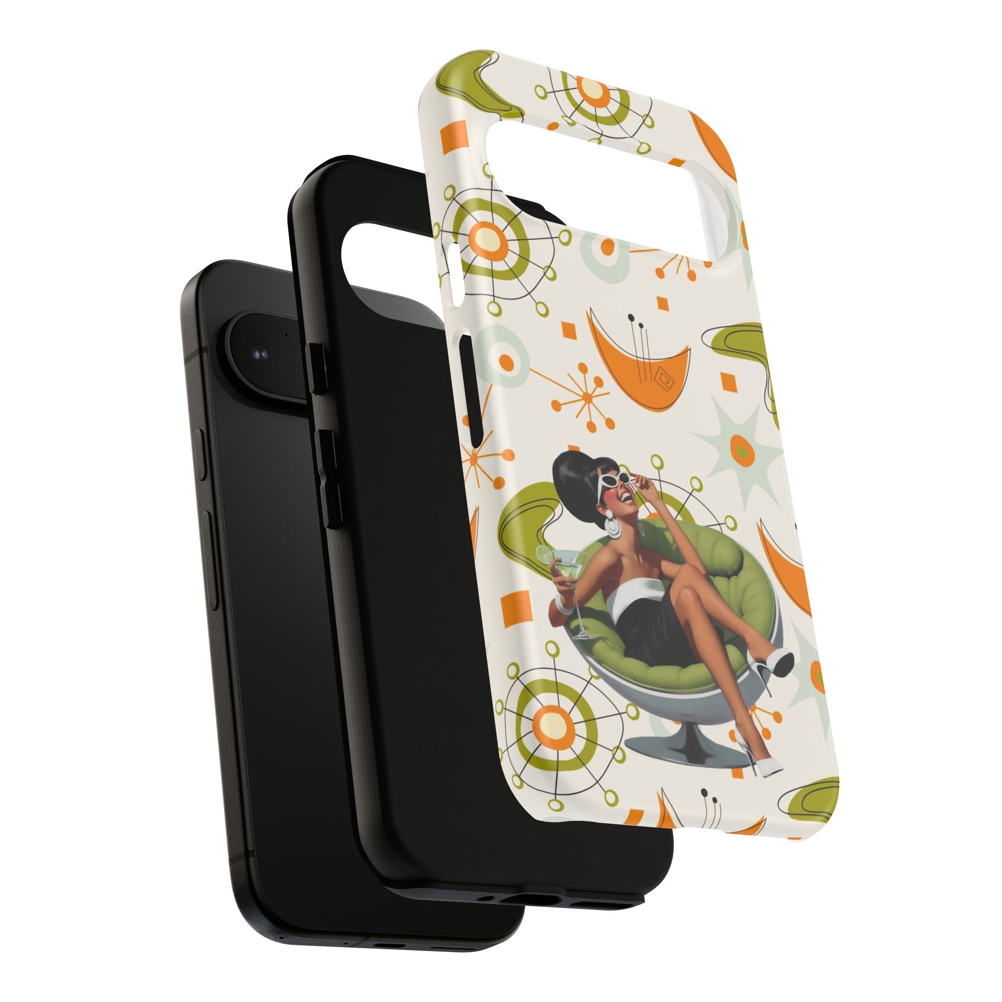 Mid Century Modern Atomic Starburst Mid Mod 60s Gal Retro Chic Tough Phone Case with Vintage Glamour Design