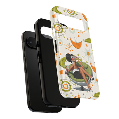 Mid Century Modern Atomic Starburst Mid Mod 60s Gal Retro Chic Tough Phone Case with Vintage Glamour Design