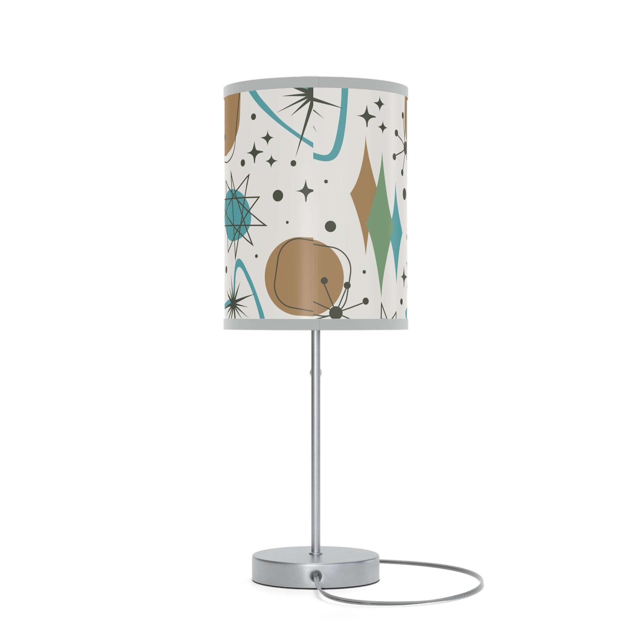 Mid Century Modern Table Lamp, Atomic Kitschy Cats, Starbursts Boomerang Themed Table Lamp - Mid Century Modern Gal