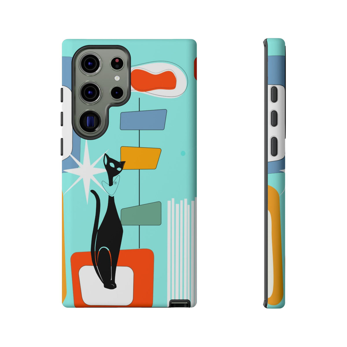 Atomic Cat, Mid Mod Aqua Blue, Geometric, Samsung, Google Pixel, Apple iPhone Tough Cases