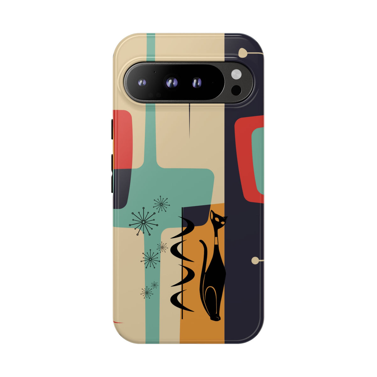 Mid Century Modern, Geometric, Atomic Cat Groovy Smart Phones Tough Phone Cases