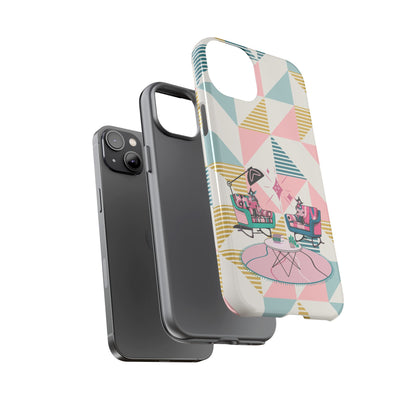 Atomic Cats Reading, Book Talk, Book Lover, Retro Chic Phone Case with Retro Vibe - Cozy Living Room Design