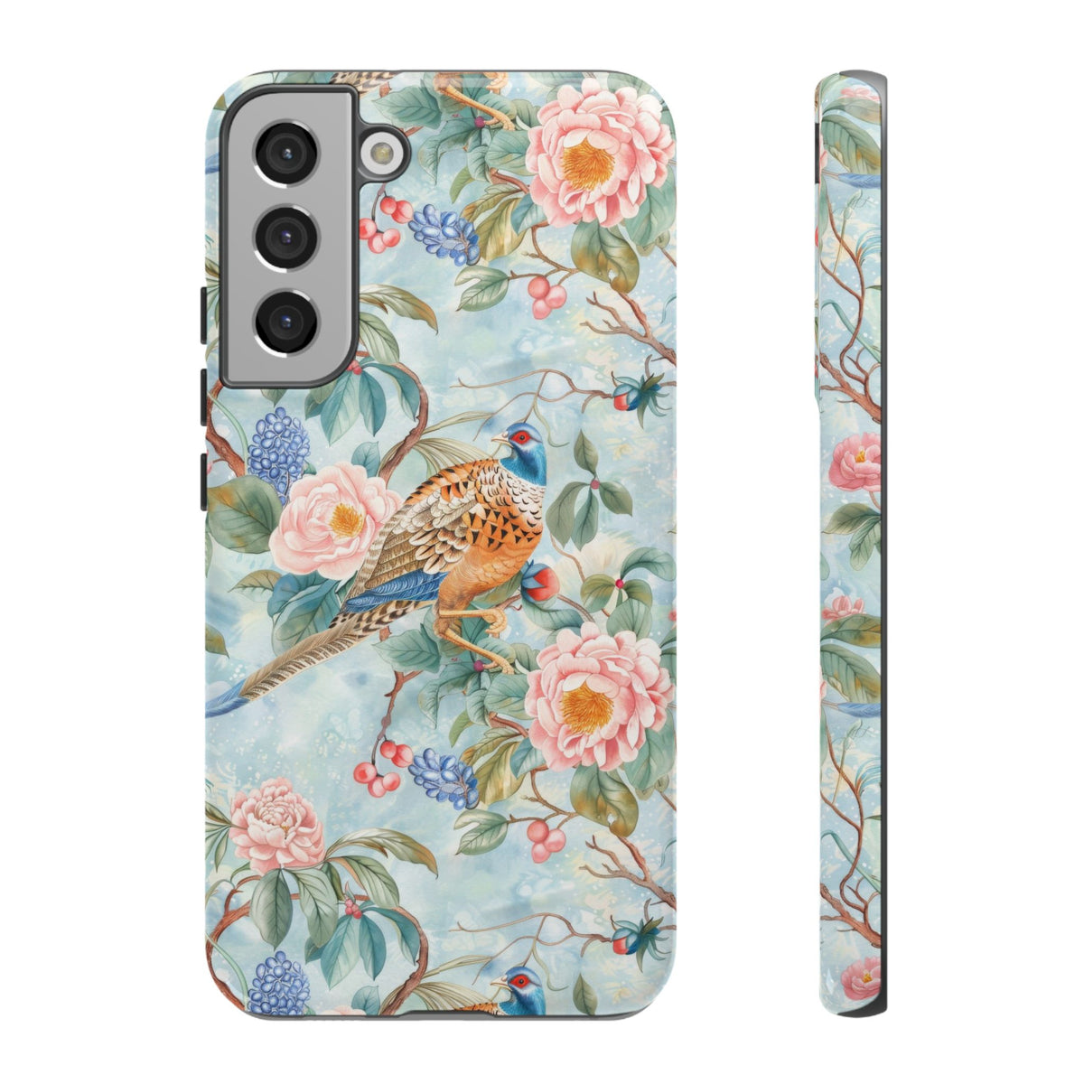 Chinoiserie Designed Floral Pheasant Phone Case with Bird Design