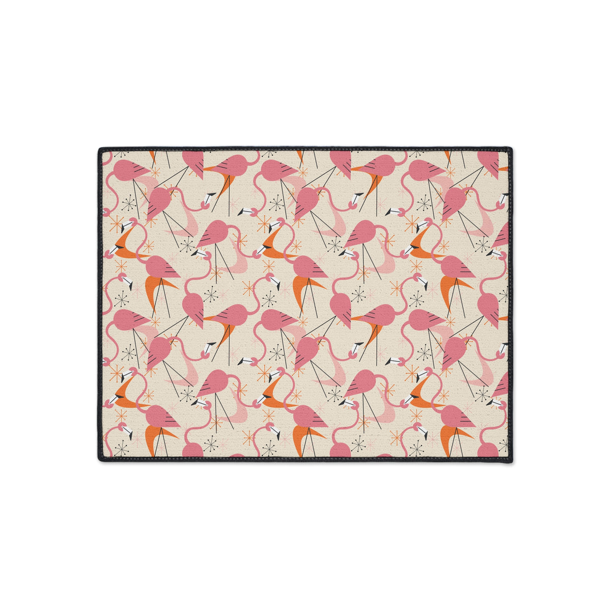 Mid Century Modern Dancing Kitschy Quirky Flamingos Print Heavy Duty Floor Mat - Vibrant Indoor/Outdoor Rug for Home Décor - Mid Century Modern Gal