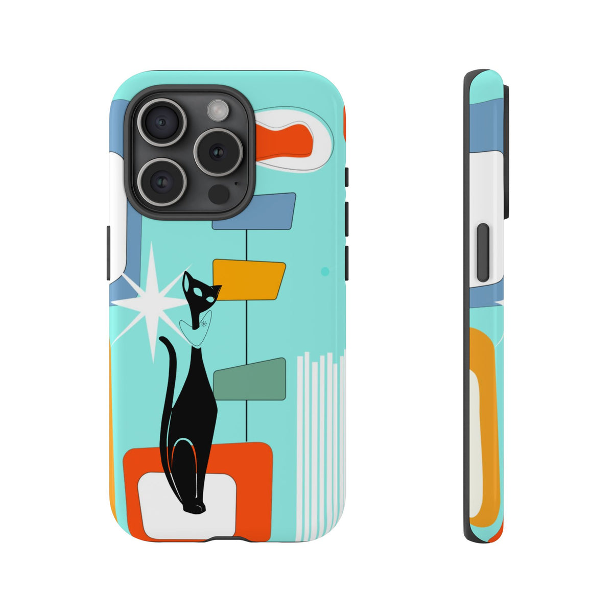 Atomic Cat, Mid Mod Aqua Blue, Geometric, Samsung, Google Pixel, Apple iPhone Tough Cases