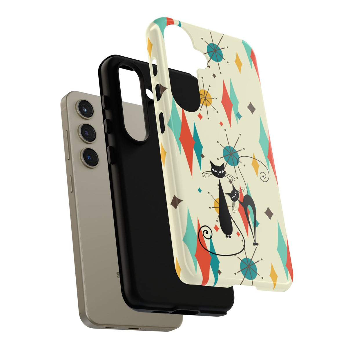 Atomic Kitty Cat, Mid Mod Franciscan Pattern, Kitsch Tough Phone Cases