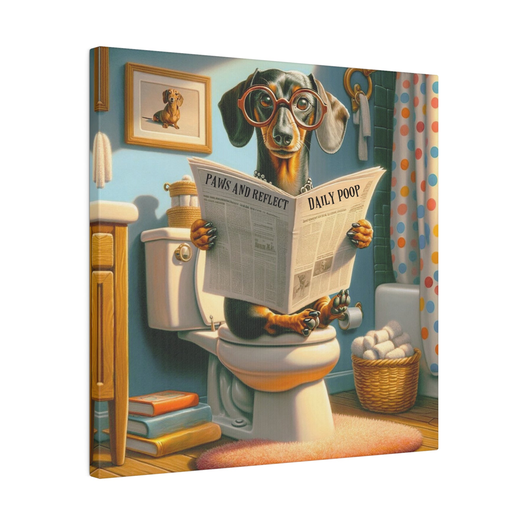 Funny Dog Bathroom Wall Art, Doxie Dachshund Dog Bathroom Humor, Retro ...