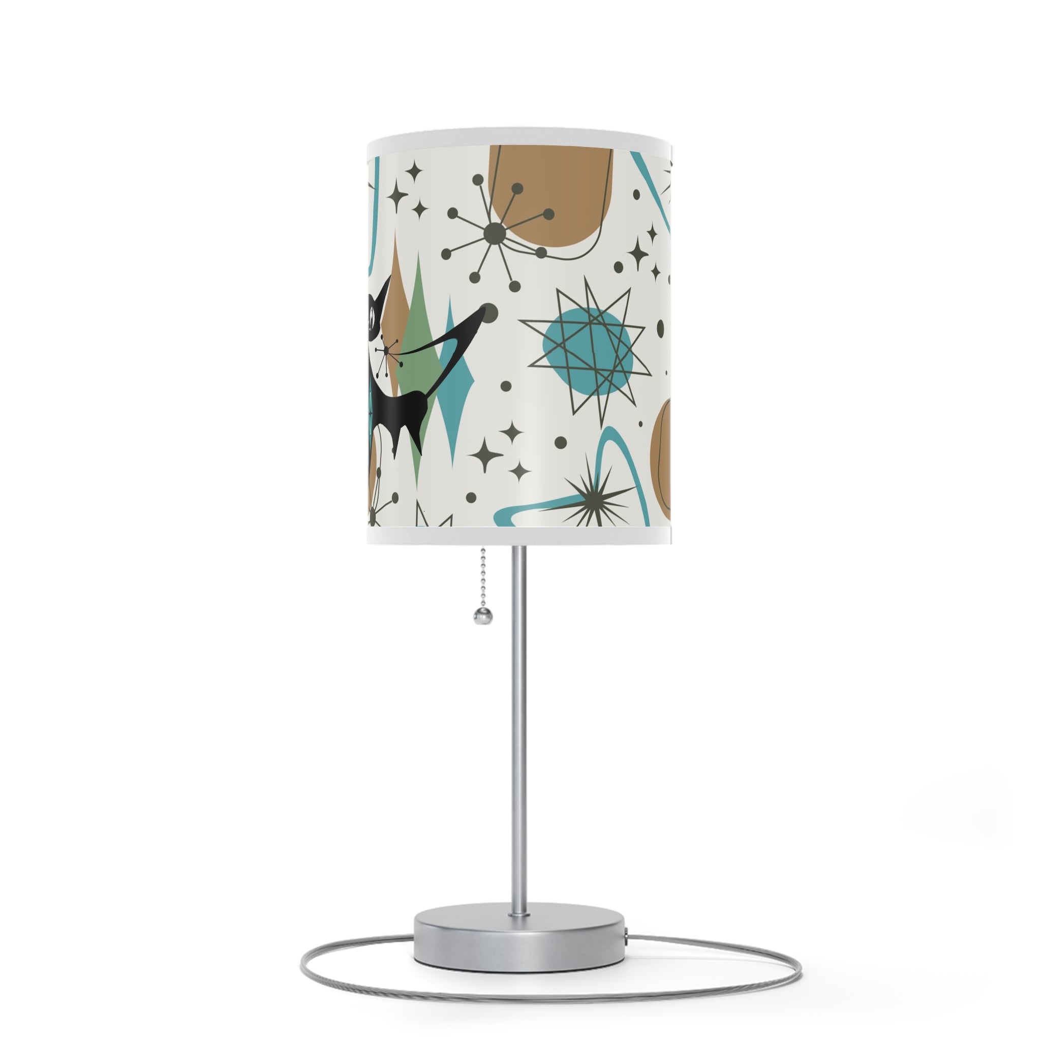 Mid Century Modern Table Lamp, Atomic Kitschy Cats, Starbursts Boomerang Themed Table Lamp - Mid Century Modern Gal
