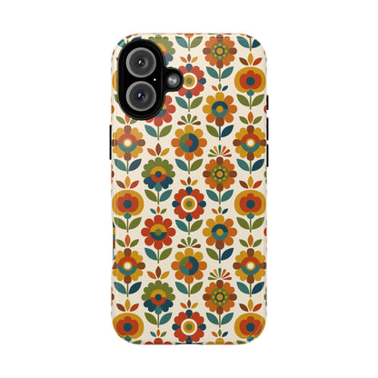 Mid Century Modern Scandinavian Floral Earth Tones Tough Phone Case