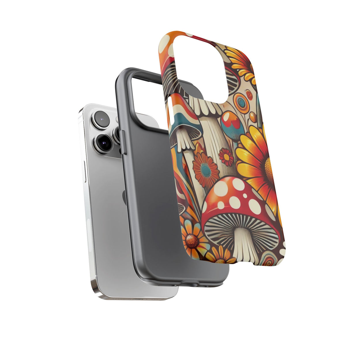 Colorful Mushroom Flower Phone Case - Boho Chic Design