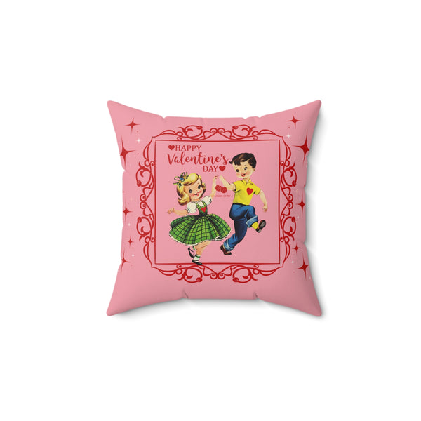 Vintage 50s Valentine's Day Card Pillow Decor - Happy Valentine's Day!