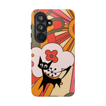 Atomic Cat, Retro Sunburst, Groovy Mod Smart Phone Tough Phone Cases