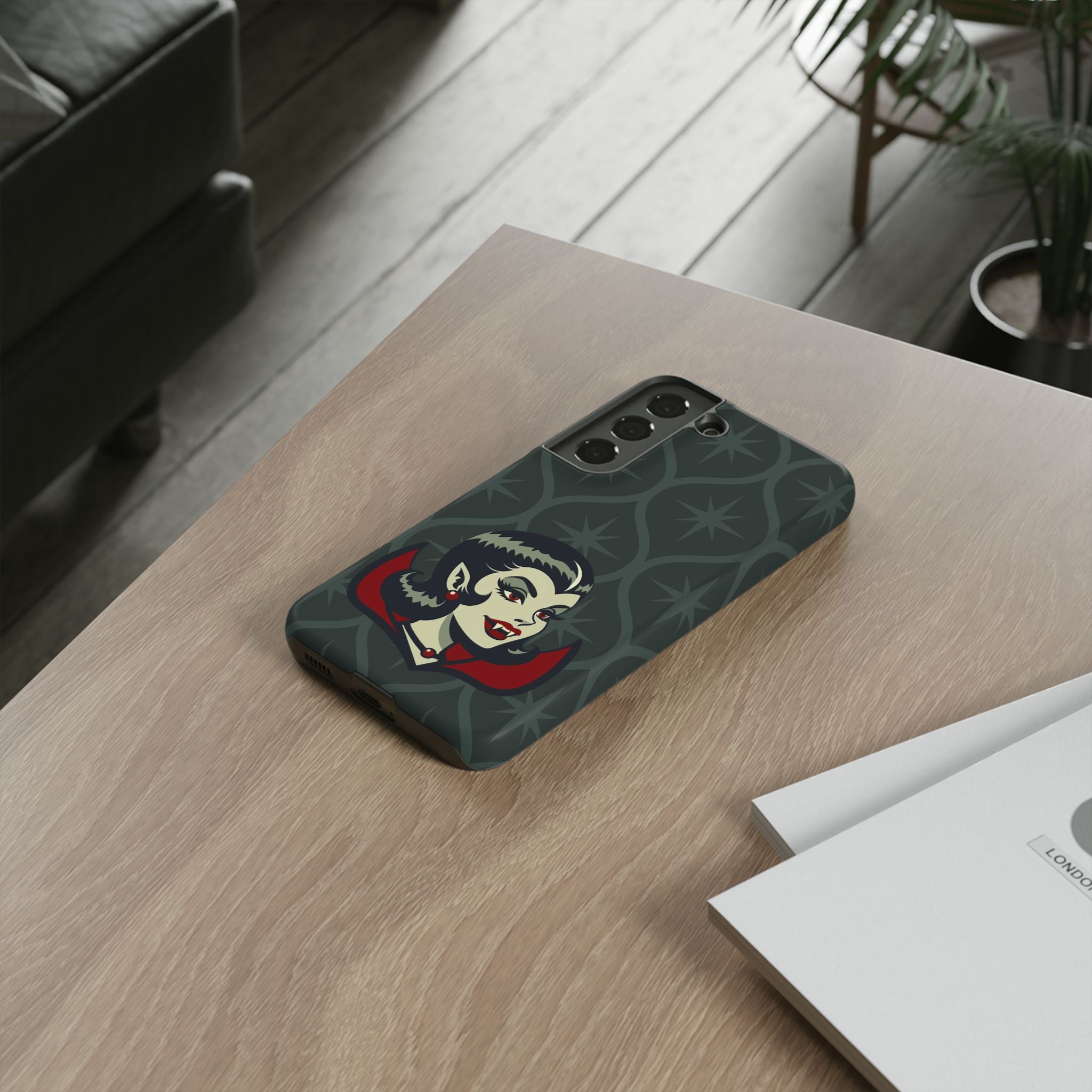 Vampire Dracula Girl Halloween Goth Horror Buff MCM Green Tough Phone Case