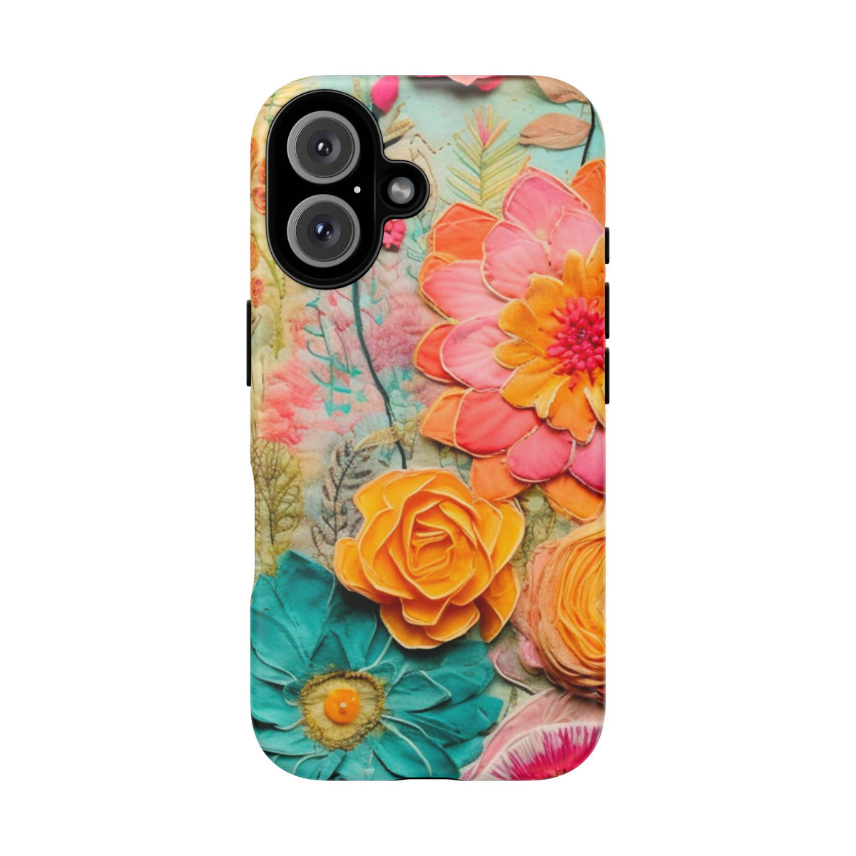 Boho Retro Floral Faux Pressed Flowers Smart Phone Tough Phone Cases