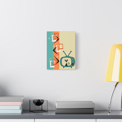 Atomic Cat Retro Kitschy Cute Boomerang Starburst Mid Mod Canvas Gallery Wraps - Mid Century Modern Gal