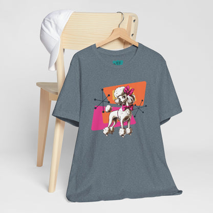 50s Poodle Kitschy Playful Kitschy Mod- Fun Unisex Jersey Short Sleeve T-Shirt - Mid Century Modern Gal