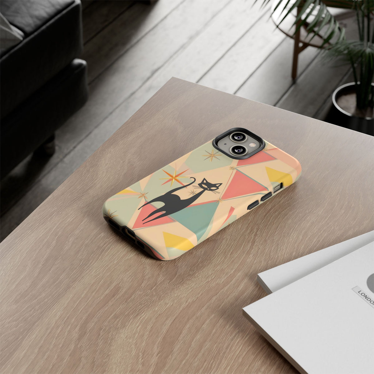 Atomic Cat Mid Mod Retro Cat Phone Case | Tough Cases with Vintage Vibe | Ideal for Cat Lovers