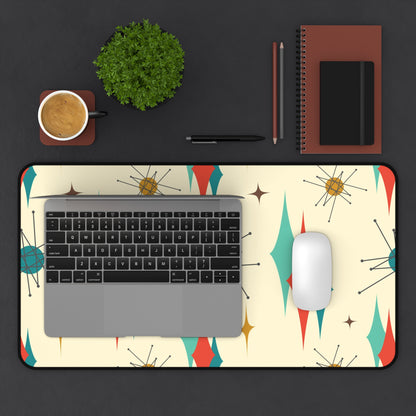 Franciscan Starburst Mid Century Modern Retro-Inspired Desk Mat with Geometric Print - Stylish Workspace Decor - Mid Century Modern Gal
