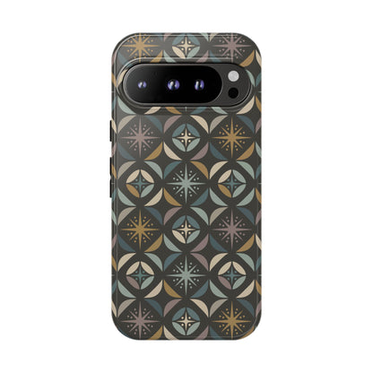 Mid Century Modern Elegant Gray Geometric Starburst Tough Phone Case