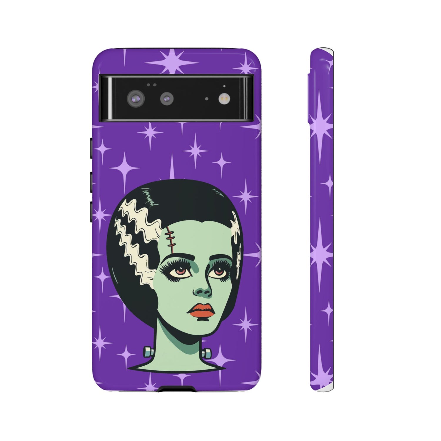 Bride of Frankenstein Retro Mid Mod Horror Buff Purple Halloween Tough Phone Case - Mid Century Modern Gal