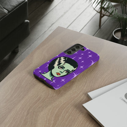 Bride of Frankenstein Retro Mid Mod Horror Buff Purple Halloween Tough Phone Case