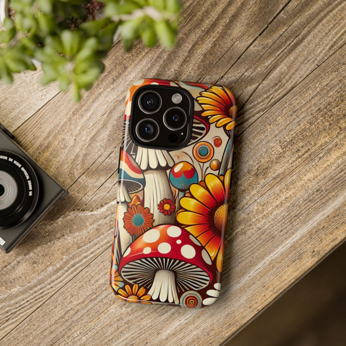 Colorful Mushroom Flower Phone Case - Boho Chic Design