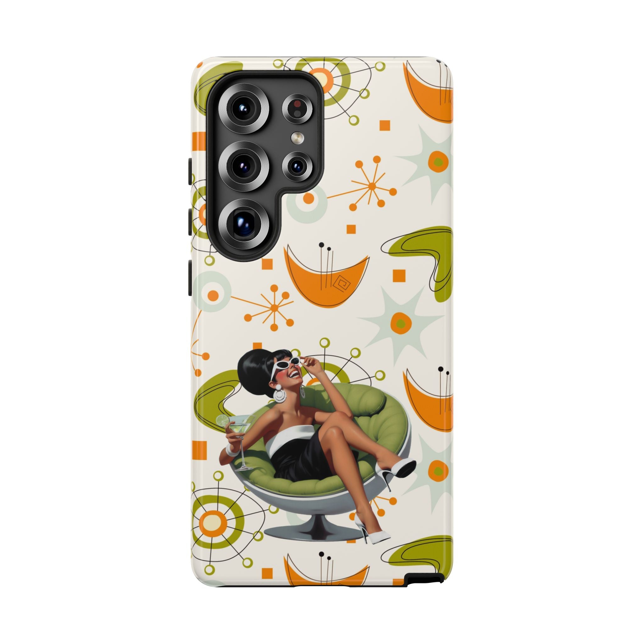 Mid Century Modern Atomic Starburst Mid Mod 60s Gal Retro Chic Tough Phone Case with Vintage Glamour Design