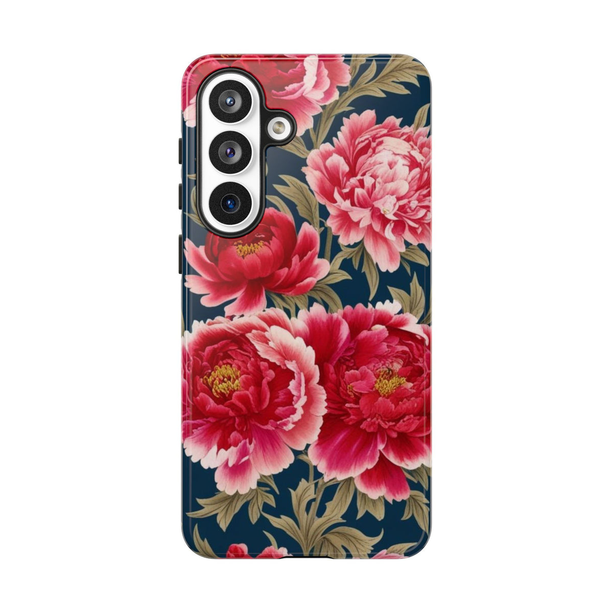 Chinoiserie Royal Blue Pink, Red Roses And Peony Floral Tough Phone Case