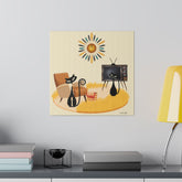 Atomic Cat Art, Mid Century Modern Chair, Retro TV, Shag Rug, Atomic Clock, MCM Matte Canvas Art - Mid Century Modern Gal