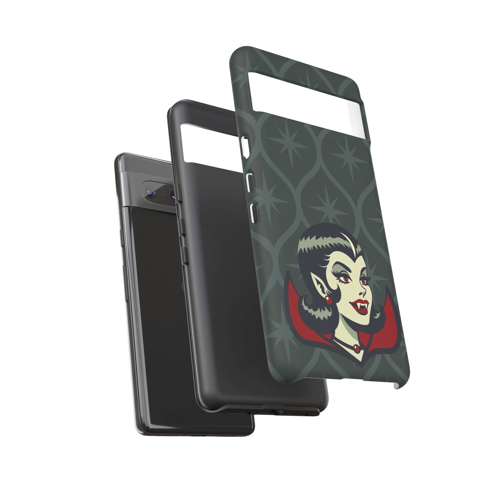Vampire Dracula Girl Halloween Goth Horror Buff MCM Green Tough Phone Case