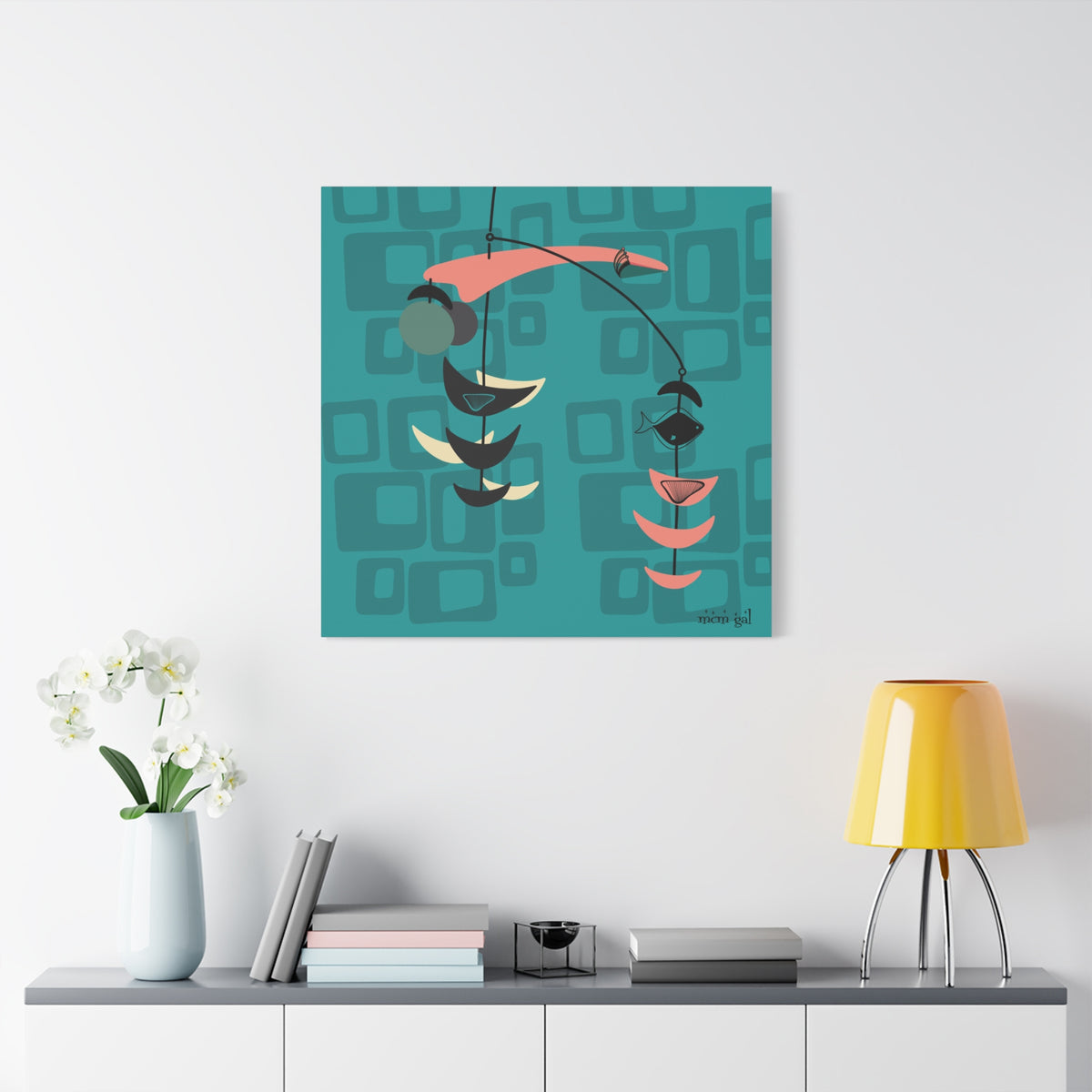 Mid Century Modern Fish Art Modern Abstract Wall Art Canvas - Stylish Home Decor for Contemporary Spaces - Mid Century Modern Gal