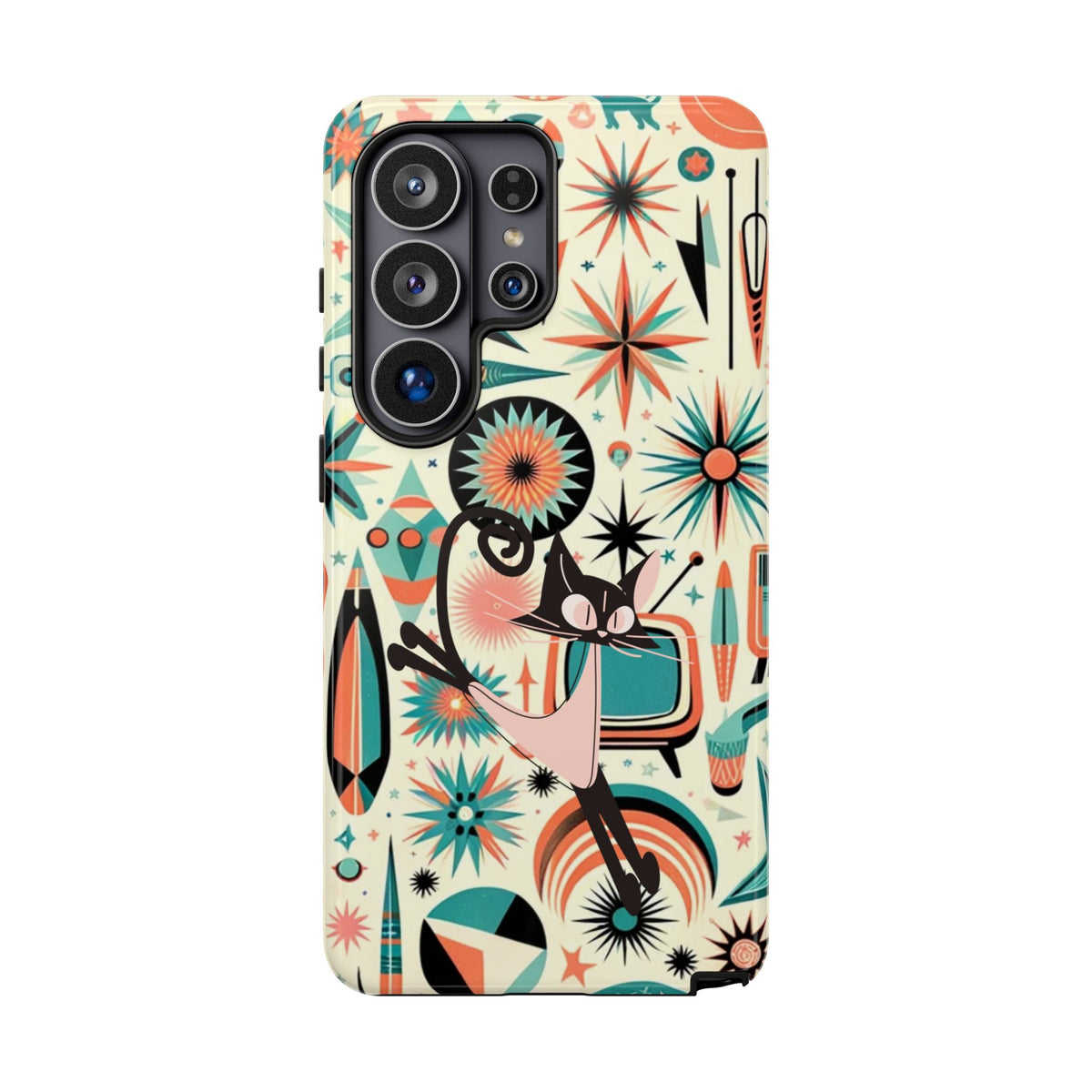Atomic Kitty Boomerang Space Kitty Mid Century Modern Samsung, Smart Phone, Tough Cases
