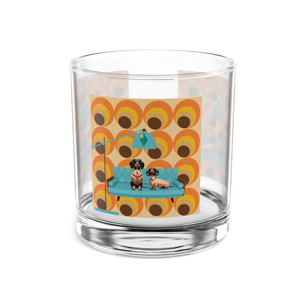 70s Retro Barware, Doxie Dachshund Mid Century Modern Barware, Bourbon, Whiskey Bar Glass