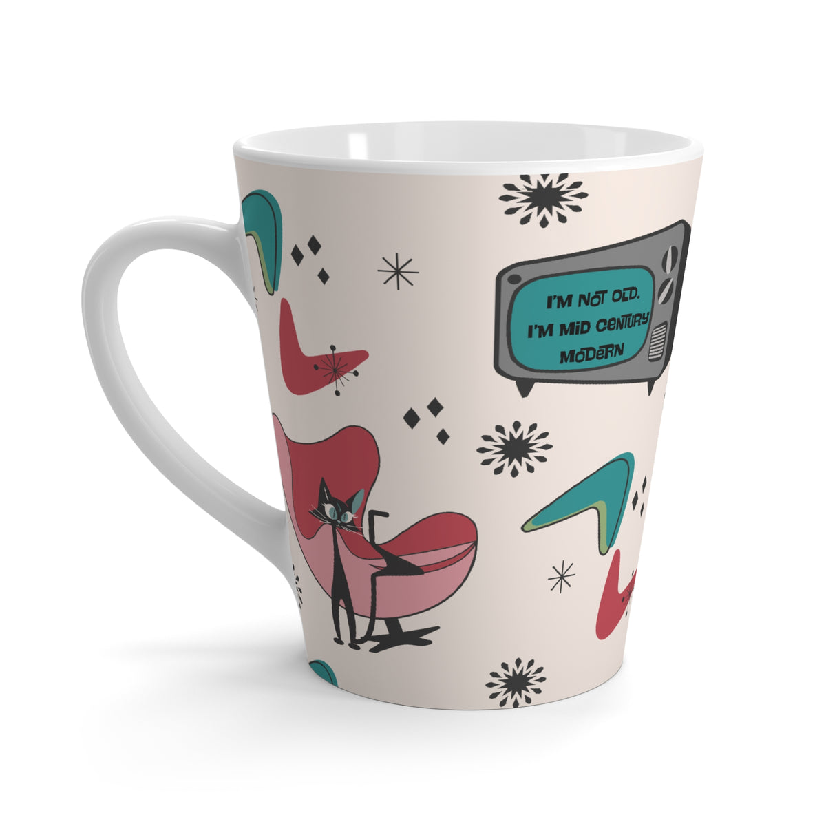 Mid Century Modern Kitschy Cat Funny I'm Not Old, I'm Mid Century Modern Latte Mug - Mid Century Modern Gal
