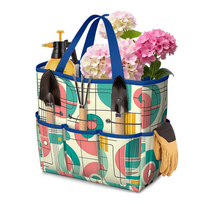Mid Century Modern Bauhaus Designed Pink, Teal, Yellow Garden Tool Bag - Mid Century Modern Gal