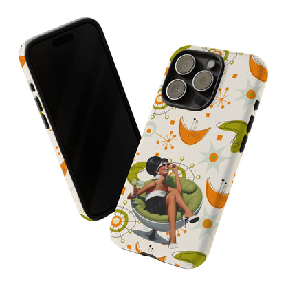 Mid Century Modern Atomic Starburst Mid Mod 60s Gal Retro Chic Tough Phone Case with Vintage Glamour Design