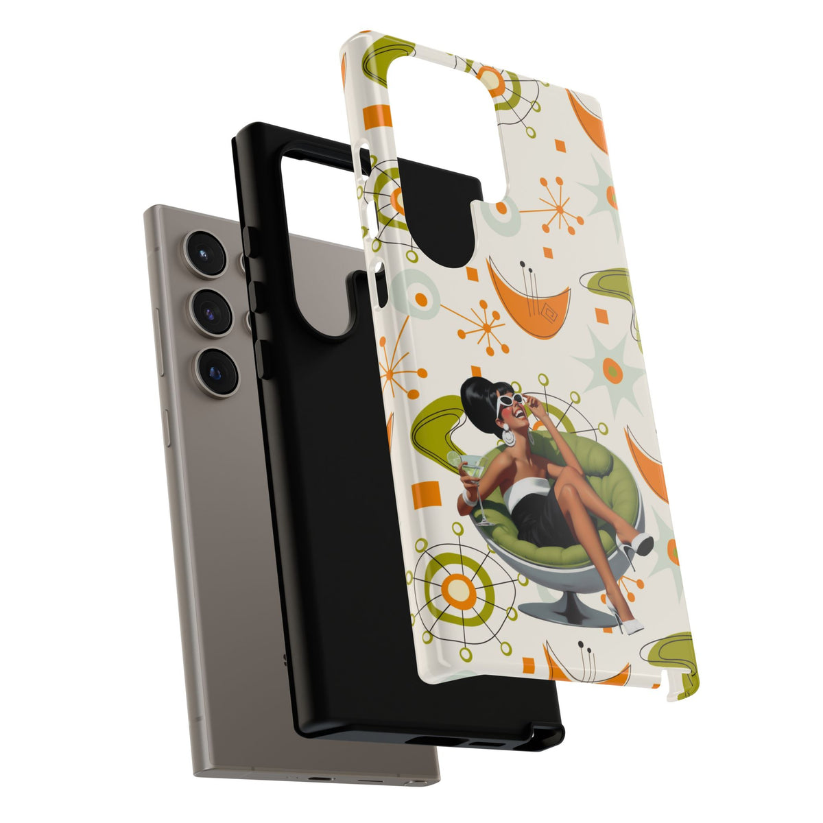 Mid Century Modern Atomic Starburst Mid Mod 60s Gal Retro Chic Tough Phone Case with Vintage Glamour Design