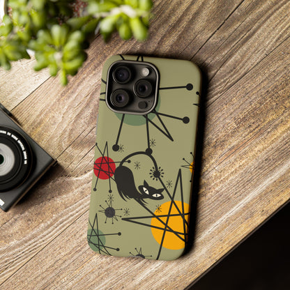 Mid Century Modern Atomic Cat, Retro Chic Groovy Mod Samsung, Smart Phone Tough Cases