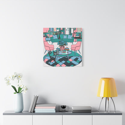 Atomic Cat Mid Century Modern Wall Art Colorful Cat-Themed Canvas Art - Mid Century Modern Gal