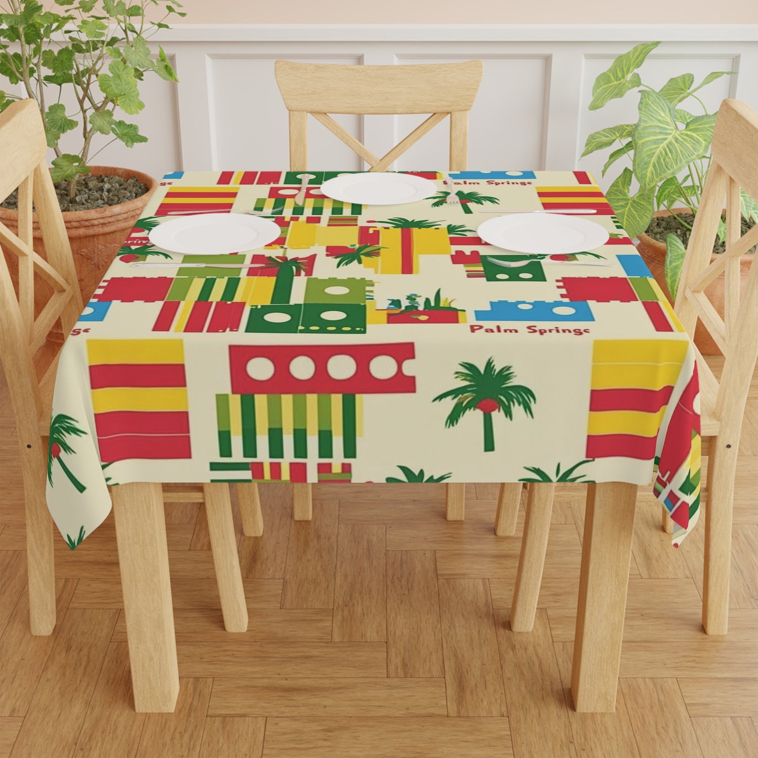 Palm Springs Retro Tiki ModTablecloth - Vibrant Summer Decor - Mid Century Modern Gal
