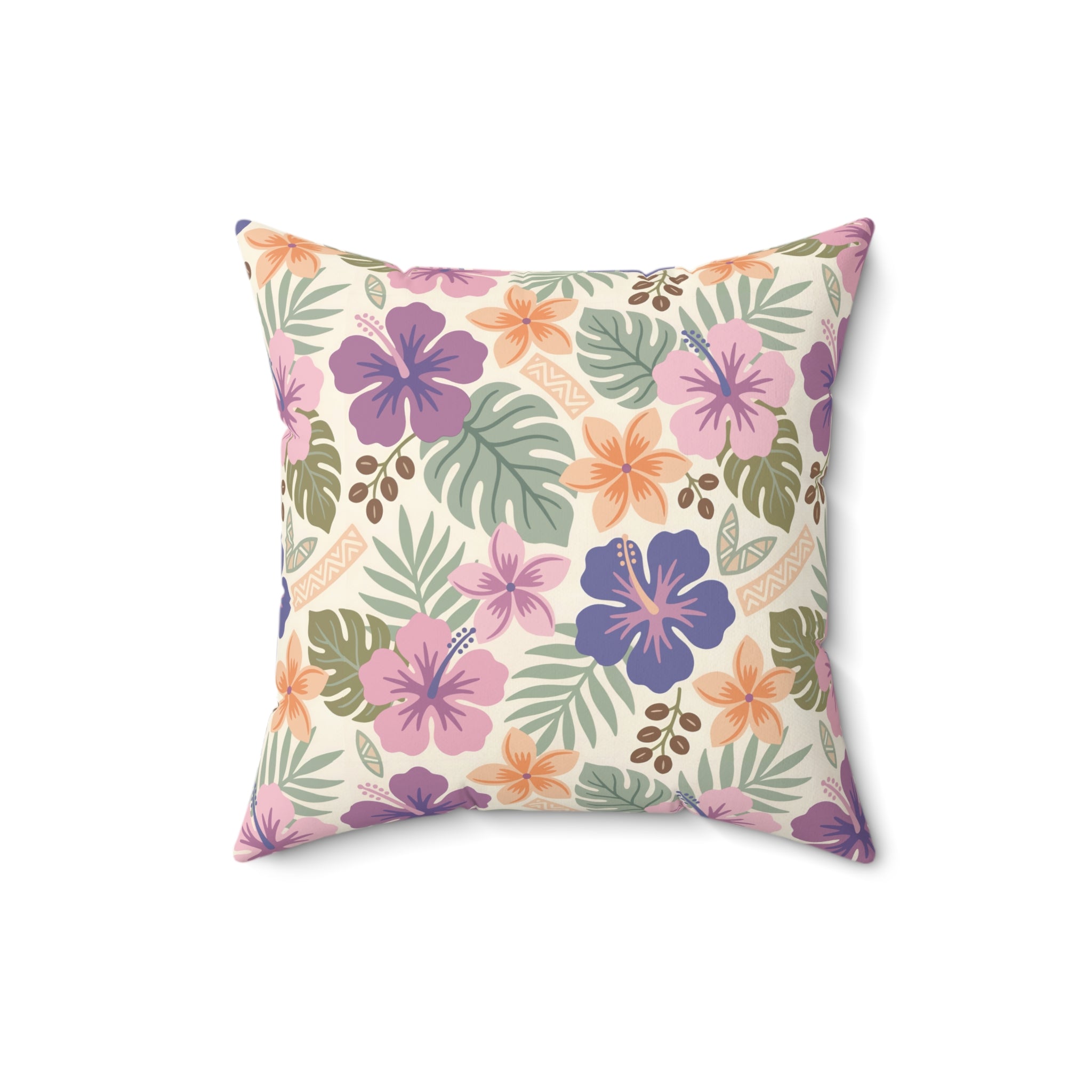 Retro Tropical Tiki Summer, Hawaiian Hibiscus Purple Pillow Cover and Insert - Mid Century Modern Gal