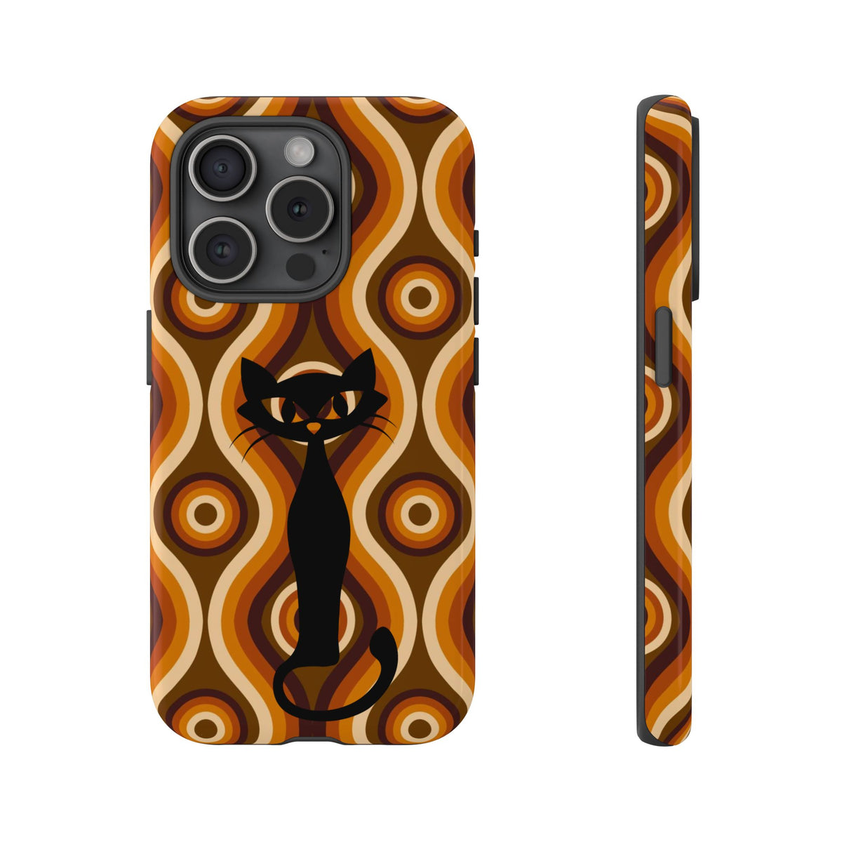 Retro Phone Case, Groovy Brown, Atomic Kitsch Cat Tough Smart Phone Cases