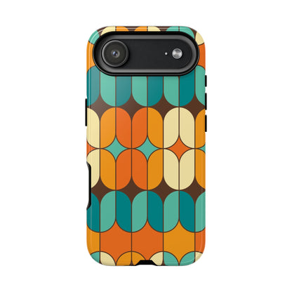 Mid Century Modern Orange, Teal Geometric Mod Designed Tough Phone Case