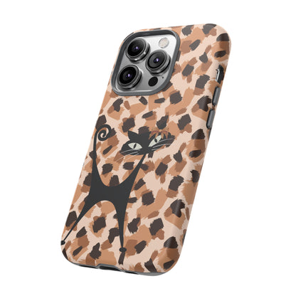 Mid Century Modern Atomic Cat, Animal Print Kitschy Trendy Smart Phone Tough Cases