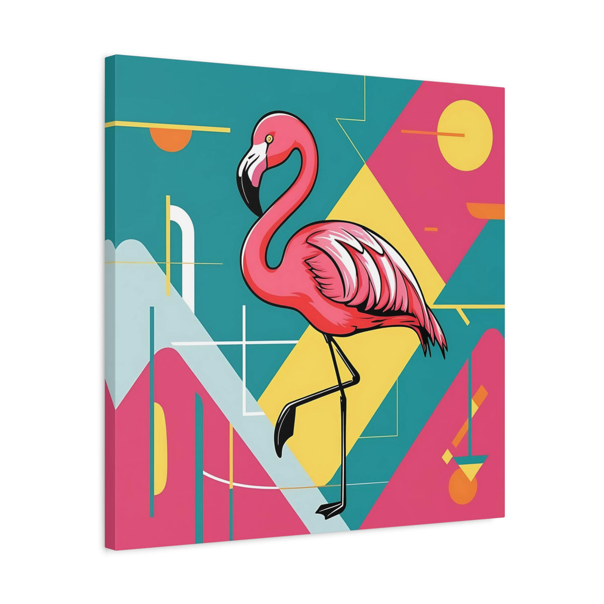 Mid Century Modern Flamingo Art, Kitschy Mod Vibrant Pink Bauhaus Palm Springs Style Wall Art - Mid Century Modern Gal