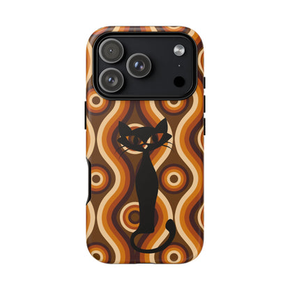 Retro Phone Case, Groovy Brown, Atomic Kitsch Cat Tough Smart Phone Cases